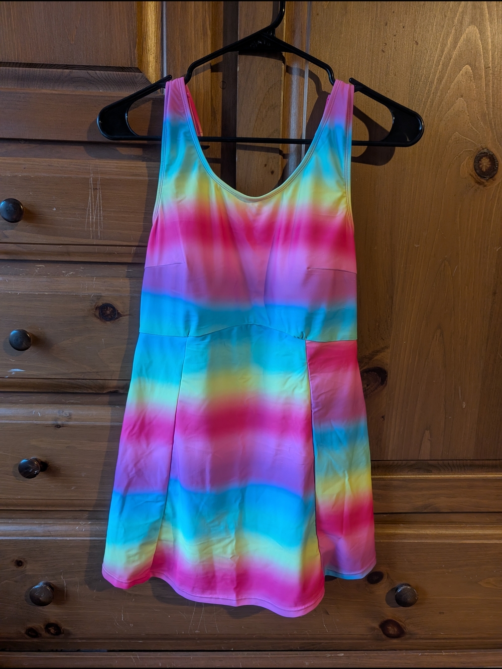 Rainbow Vintage 90's Tie-Dye Fit & Flare Dress With Built In Bathing Suit